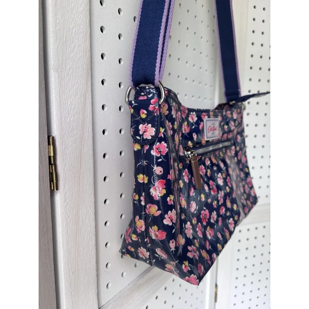 Cath Kidston Bag Purse Oilcloth Shoulder Crossbody Blue Pink‎ Floral